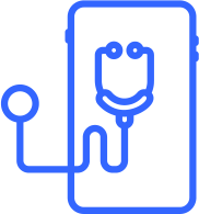 icon of stethoscope over digital tablet